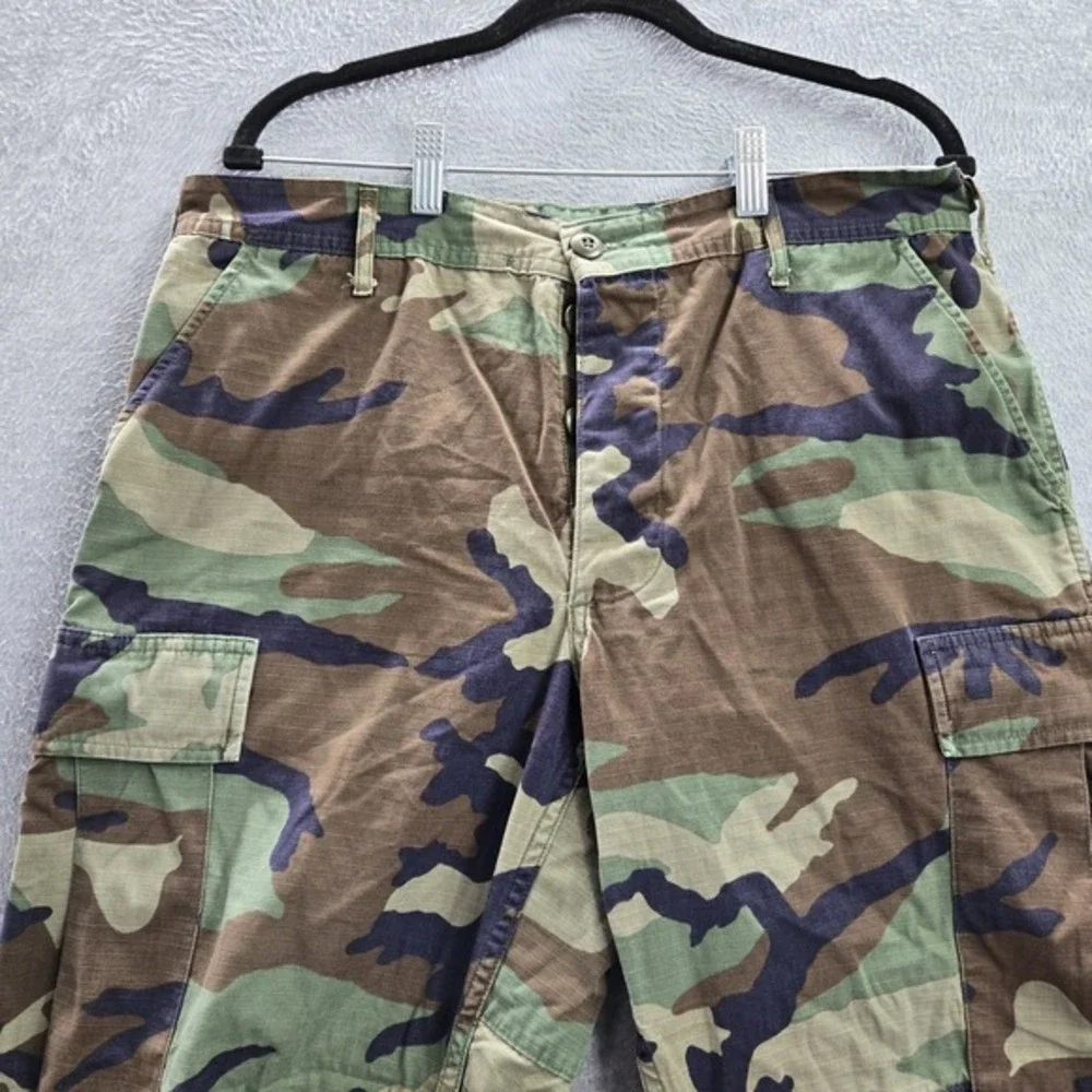 US Army Men Pants M SHORT Green Camouflage Cotton‎ Nylon Cargo Ripstop Straight